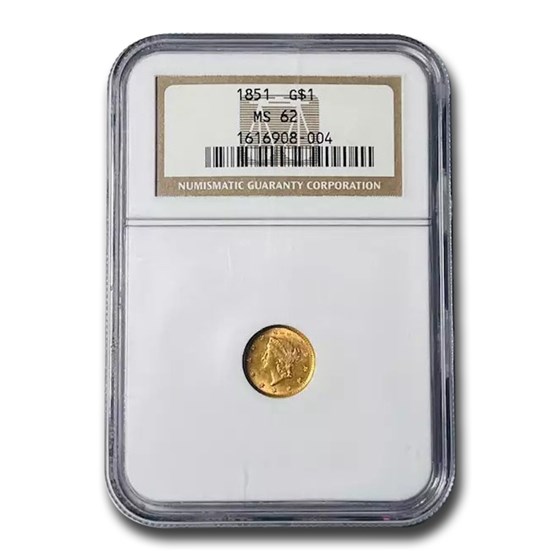1851 $1 Liberty Head Gold MS-62 NGC 1851 $1 Liberty Head Gold MS-62 NGC